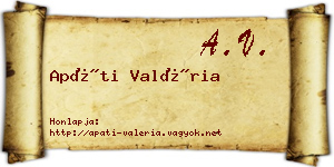 Apáti Valéria névjegykártya